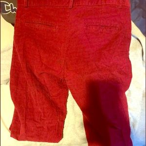 Red velvet cotton pants